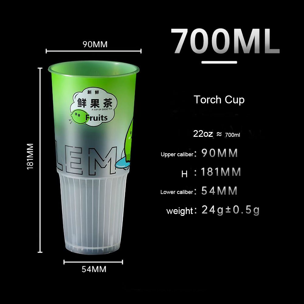 Torch cup IML finish compared with direct printed cup