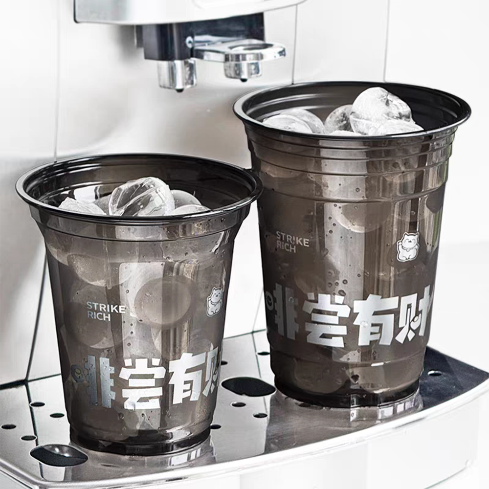 Black Plastic Cups with Lids